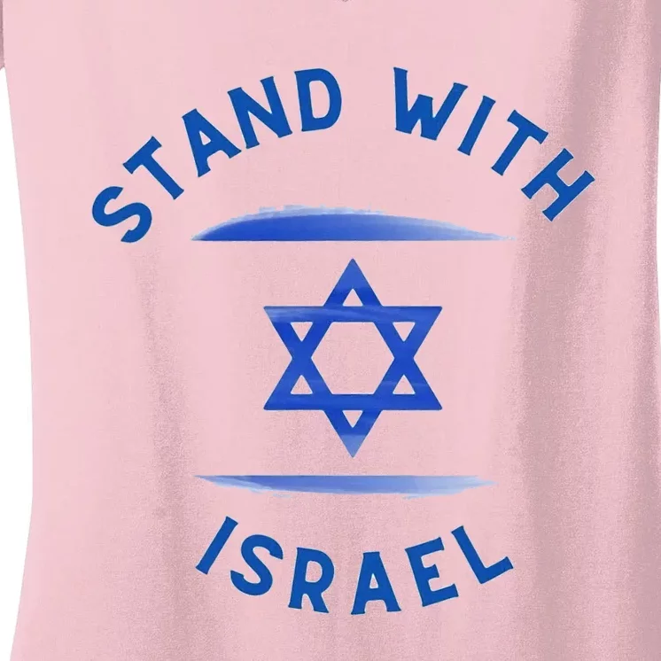 Support Israel I Stand With Israel Israeli Flag Women's V-Neck T-Shirt