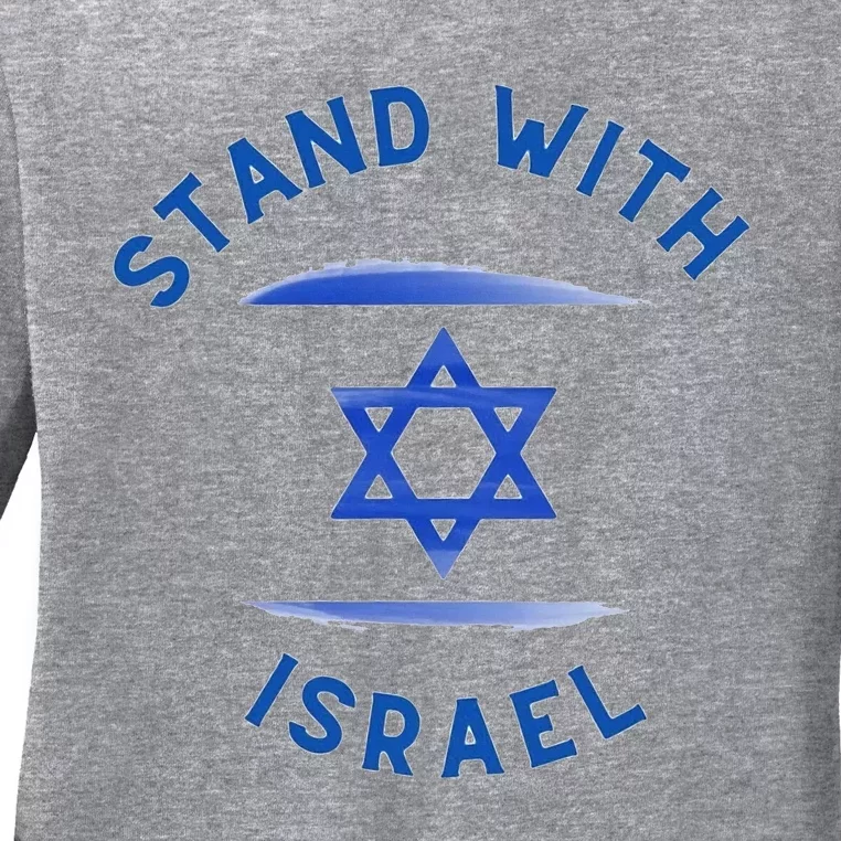 Support Israel I Stand With Israel Israeli Flag Ladies Long Sleeve Shirt