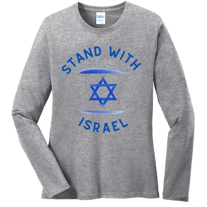 Support Israel I Stand With Israel Israeli Flag Ladies Long Sleeve Shirt