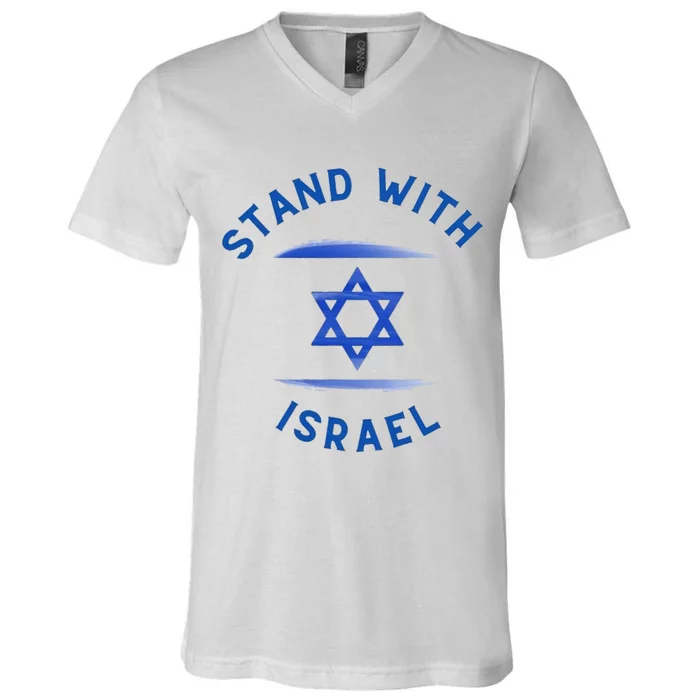 Support Israel I Stand With Israel Israeli Flag V-Neck T-Shirt