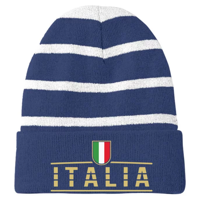 Soccer Italia Italian Flag Italy Striped Beanie with Solid Band