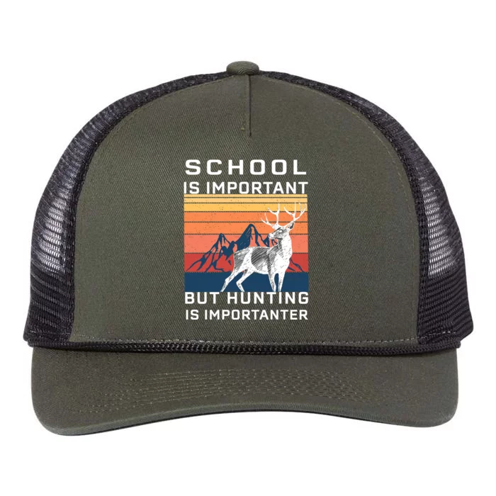 School Is Important But Hunting Is Importanter Retro Rope Trucker Hat Cap