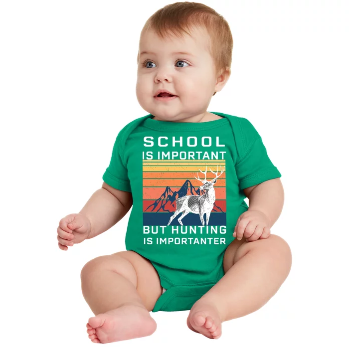 School Is Important But Hunting Is Importanter Baby Bodysuit