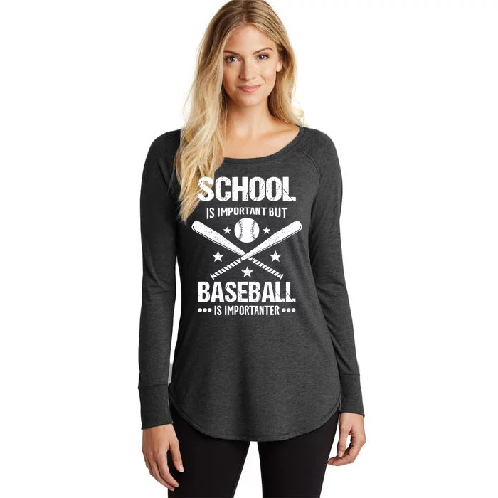 School Is Important But Baseball Is Importanter Baseballer Women's Perfect Tri Tunic Long Sleeve Shirt