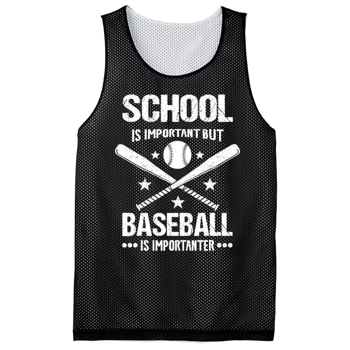 School Is Important But Baseball Is Importanter Baseballer Mesh Reversible Basketball Jersey Tank