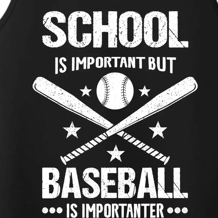 School Is Important But Baseball Is Importanter Baseballer Performance Tank