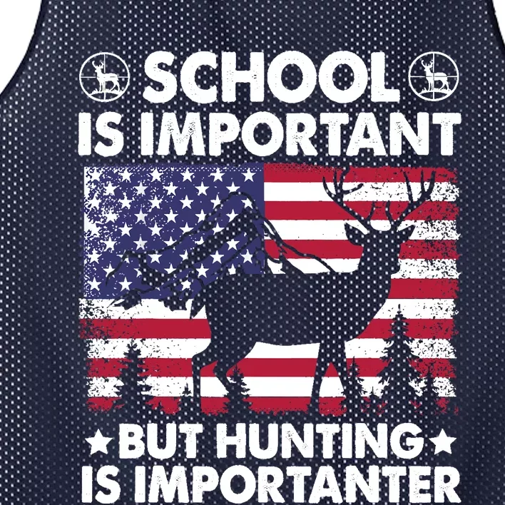 School Is Important But Hunting Is Importanter Funny Hunting Mesh Reversible Basketball Jersey Tank