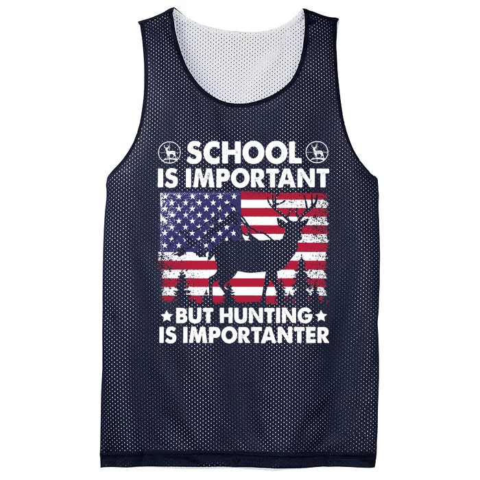 School Is Important But Hunting Is Importanter Funny Hunting Mesh Reversible Basketball Jersey Tank