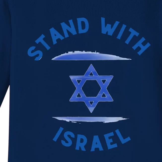 Support Israel I Stand With Israel Israeli Flag Baby Long Sleeve Bodysuit