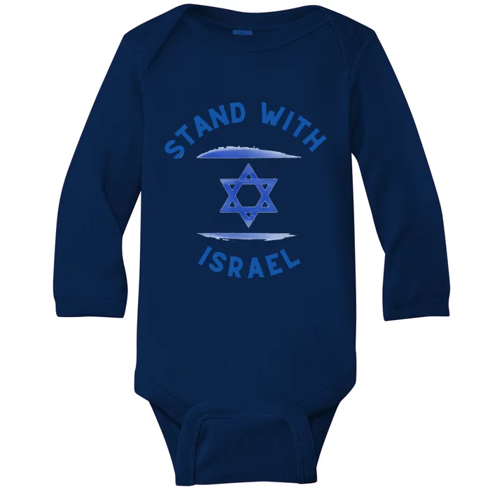 Support Israel I Stand With Israel Israeli Flag Baby Long Sleeve Bodysuit