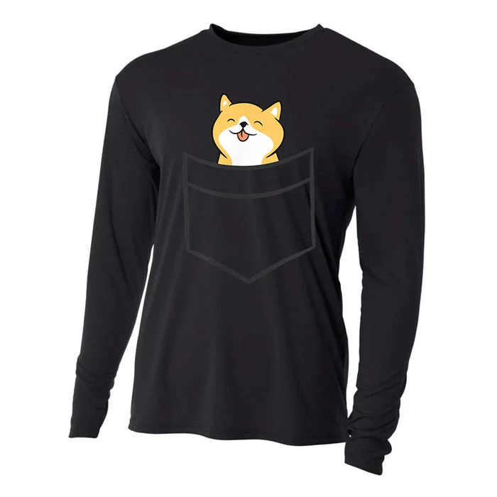 Shiba Inu In A Pocket Cute Pocket Shiba Inu Cooling Performance Long Sleeve Crew