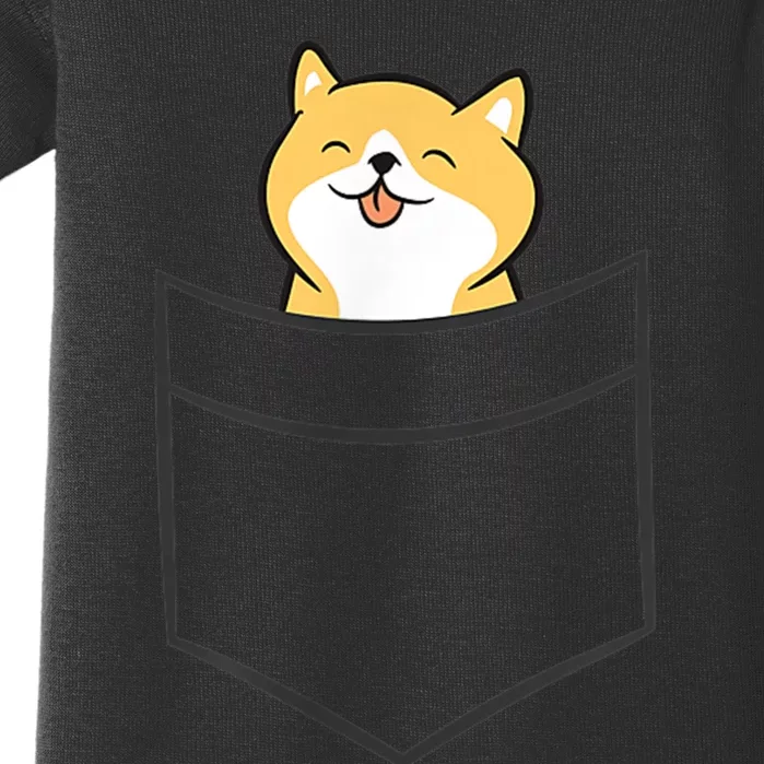 Shiba Inu In A Pocket Cute Pocket Shiba Inu Baby Bodysuit