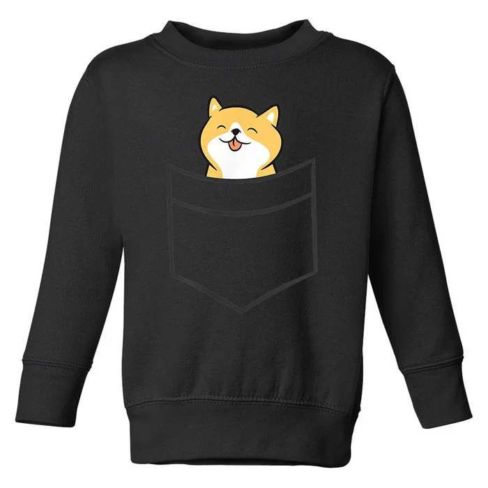 Shiba Inu In A Pocket Cute Pocket Shiba Inu Toddler Sweatshirt