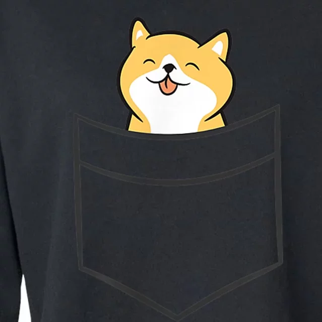 Shiba Inu In A Pocket Cute Pocket Shiba Inu Cropped Pullover Crew