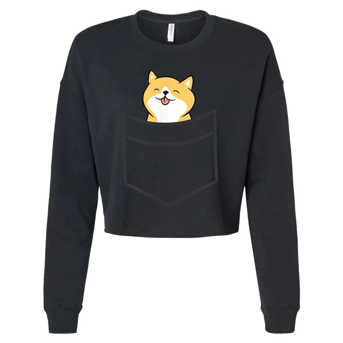 Shiba Inu In A Pocket Cute Pocket Shiba Inu Cropped Pullover Crew