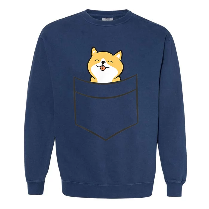 Shiba Inu In A Pocket Cute Pocket Shiba Inu Garment-Dyed Sweatshirt