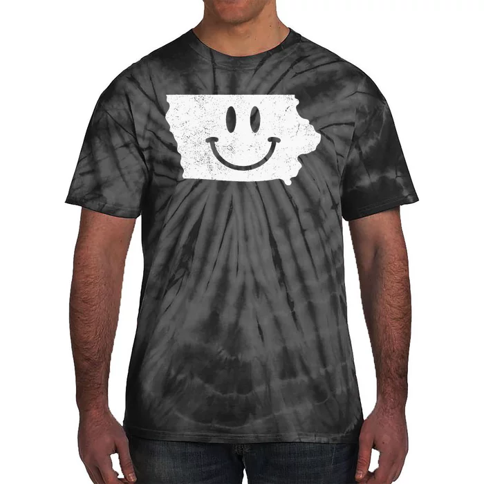 Smiling In IA – Funny Iowa Happy Face Tie-Dye T-Shirt