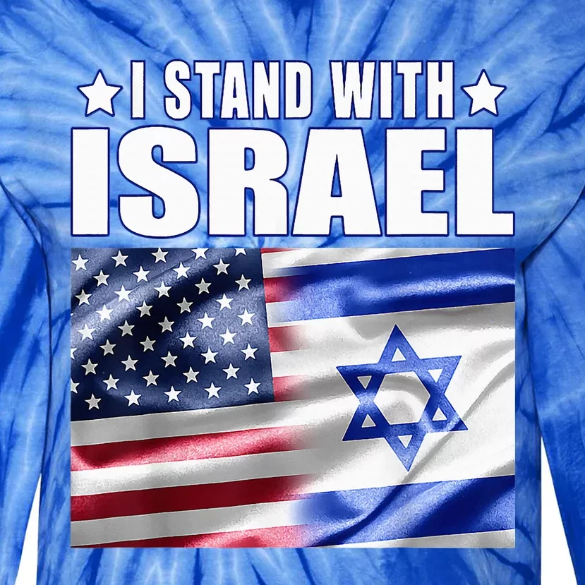 Support Israel I Stand With Israel Us Israel Flag Combined Tie-Dye Long Sleeve Shirt