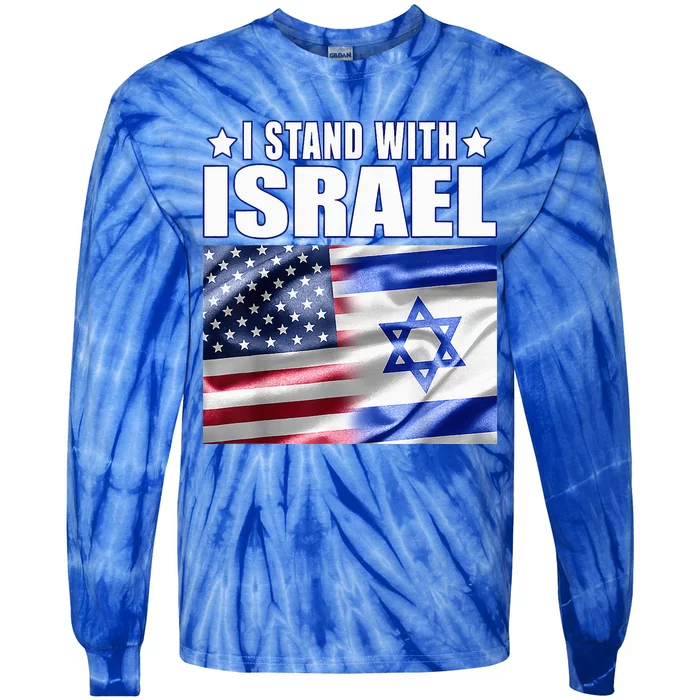 Support Israel I Stand With Israel Us Israel Flag Combined Tie-Dye Long Sleeve Shirt