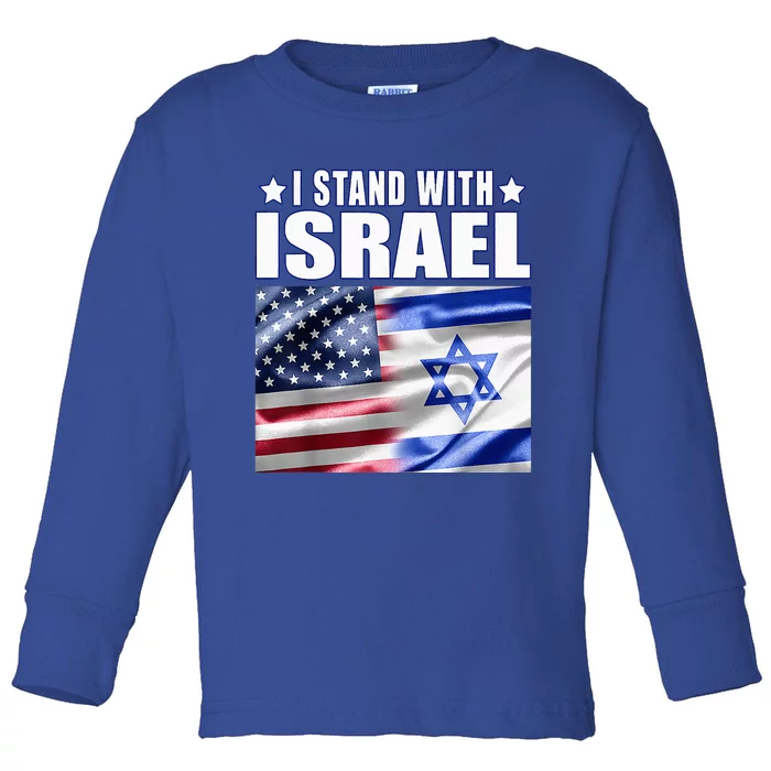 Support Israel I Stand With Israel Us Israel Flag Combined Toddler Long Sleeve Shirt