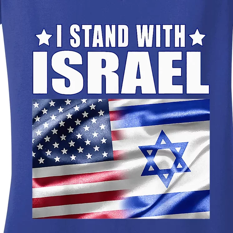 Support Israel I Stand With Israel Us Israel Flag Combined Women's V-Neck T-Shirt