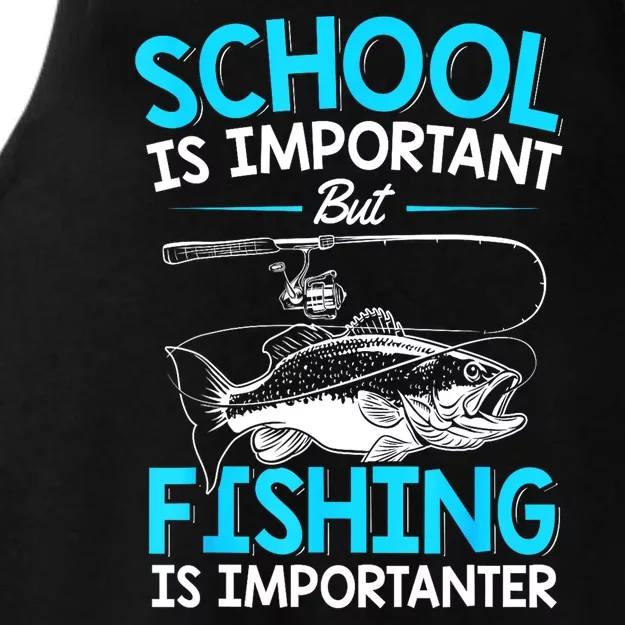 School Is Important But Fishing Importanter Fish Lover Teen Boy Fishing Gift Ladies Tri-Blend Wicking Tank