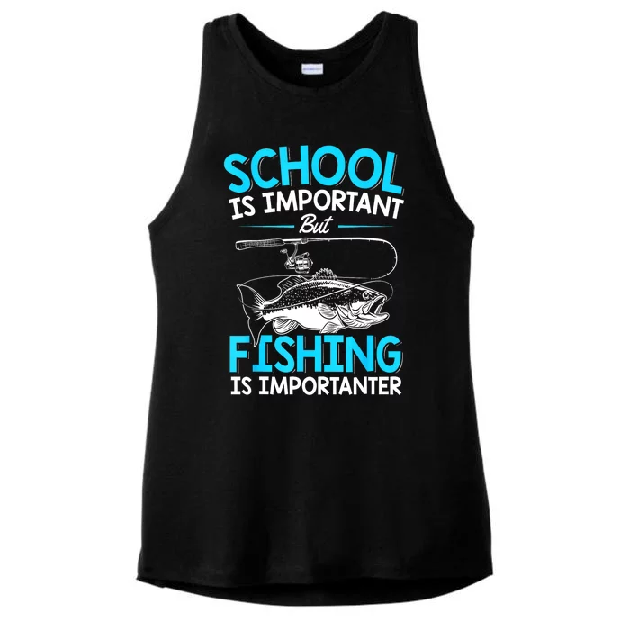 School Is Important But Fishing Importanter Fish Lover Teen Boy Fishing Gift Ladies Tri-Blend Wicking Tank