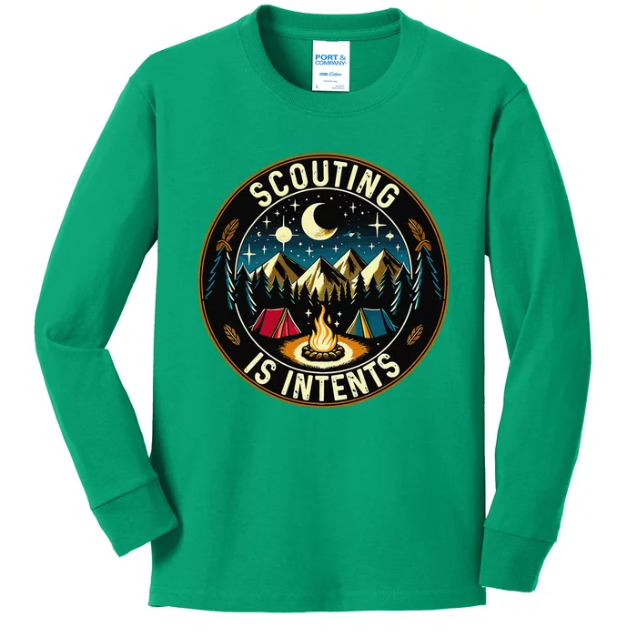 Scouting Is Intents Scout Camper Camping Kids Long Sleeve Shirt