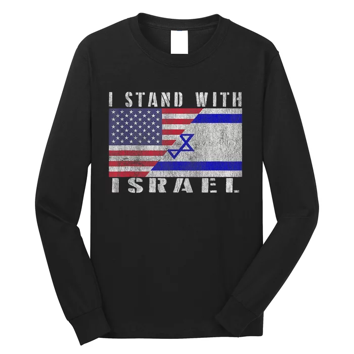 Support Israel I Stand With Israel Israel Flag/American Flag Long Sleeve Shirt