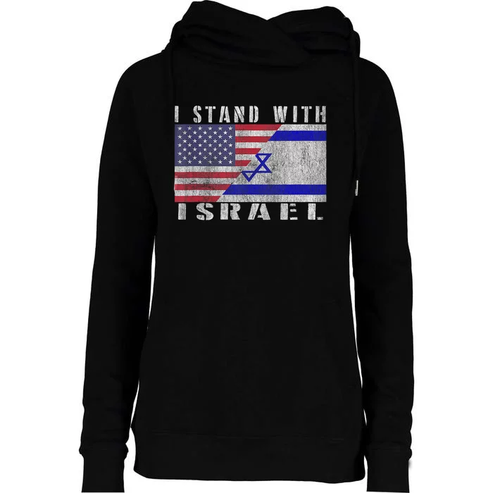 Support Israel I Stand With Israel Israel Flag/American Flag Womens Funnel Neck Pullover Hood