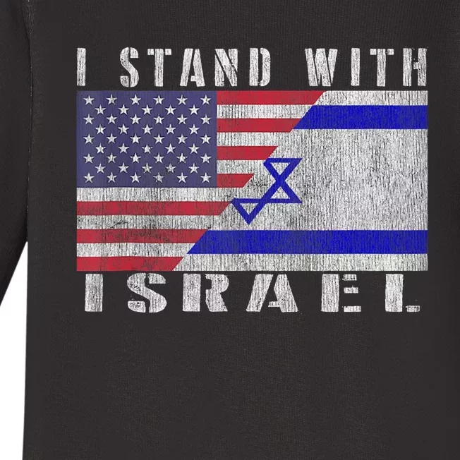 Support Israel I Stand With Israel Israel Flag/American Flag Baby Long Sleeve Bodysuit