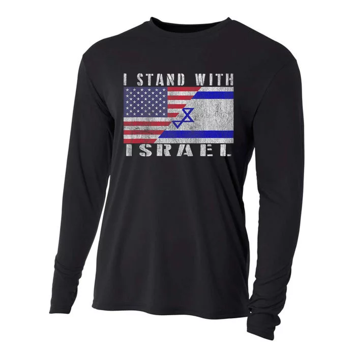 Support Israel I Stand With Israel Israel Flag/American Flag Cooling Performance Long Sleeve Crew