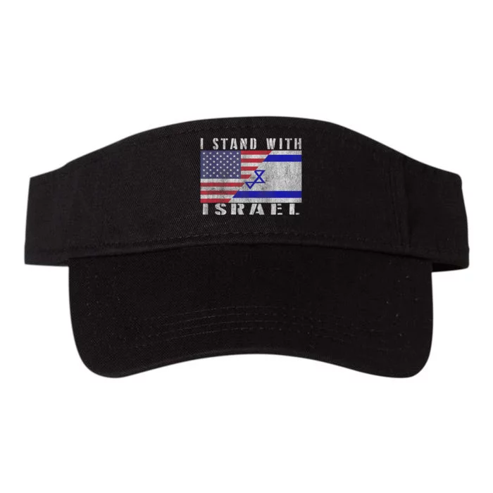 Support Israel I Stand With Israel Israel Flag/American Flag Valucap Bio-Washed Visor