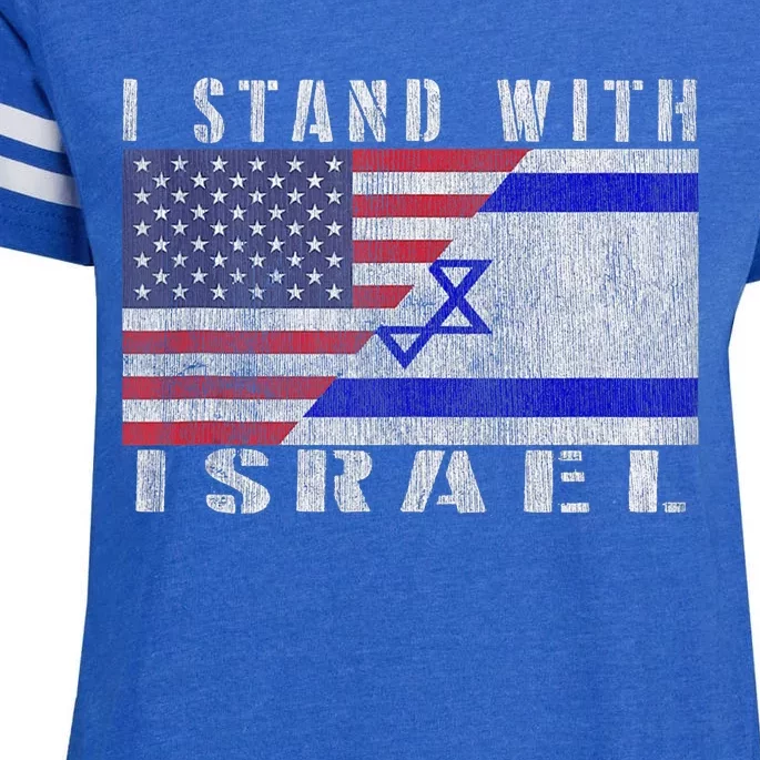 Support Israel I Stand With Israel Israel Flag/American Flag Enza Ladies Jersey Football T-Shirt