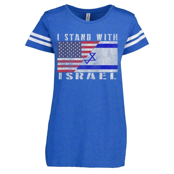 Support Israel I Stand With Israel Israel Flag/American Flag Enza Ladies Jersey Football T-Shirt