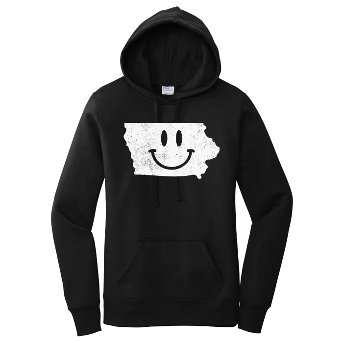 Smiling In IA – Funny Iowa Happy Face Women's Pullover Hoodie