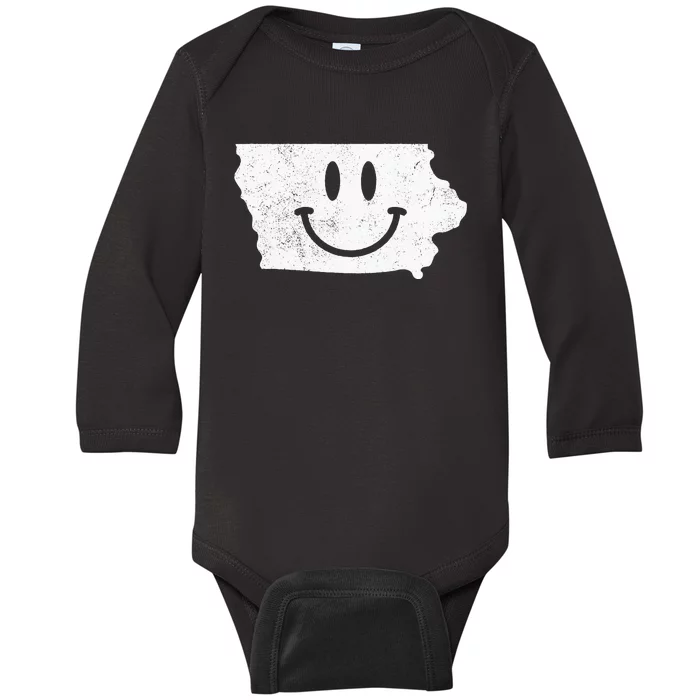 Smiling In IA – Funny Iowa Happy Face Baby Long Sleeve Bodysuit