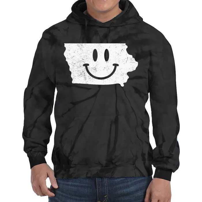 Smiling In IA – Funny Iowa Happy Face Tie Dye Hoodie