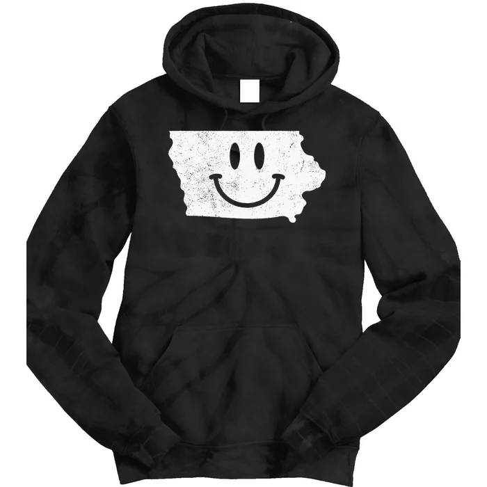 Smiling In IA – Funny Iowa Happy Face Tie Dye Hoodie