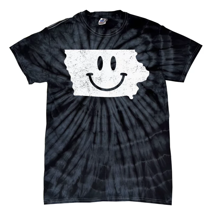 Smiling In IA – Funny Iowa Happy Face Tie-Dye T-Shirt