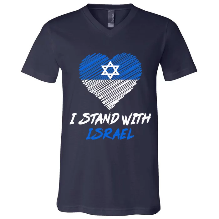 Support Israel I Stand With Israel Israeli Flag V-Neck T-Shirt