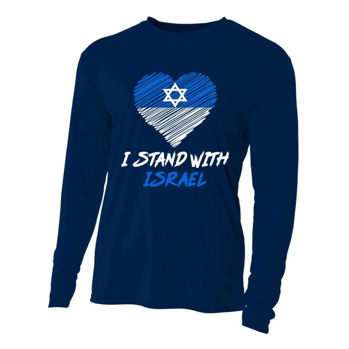 Support Israel I Stand With Israel Israeli Flag Cooling Performance Long Sleeve Crew