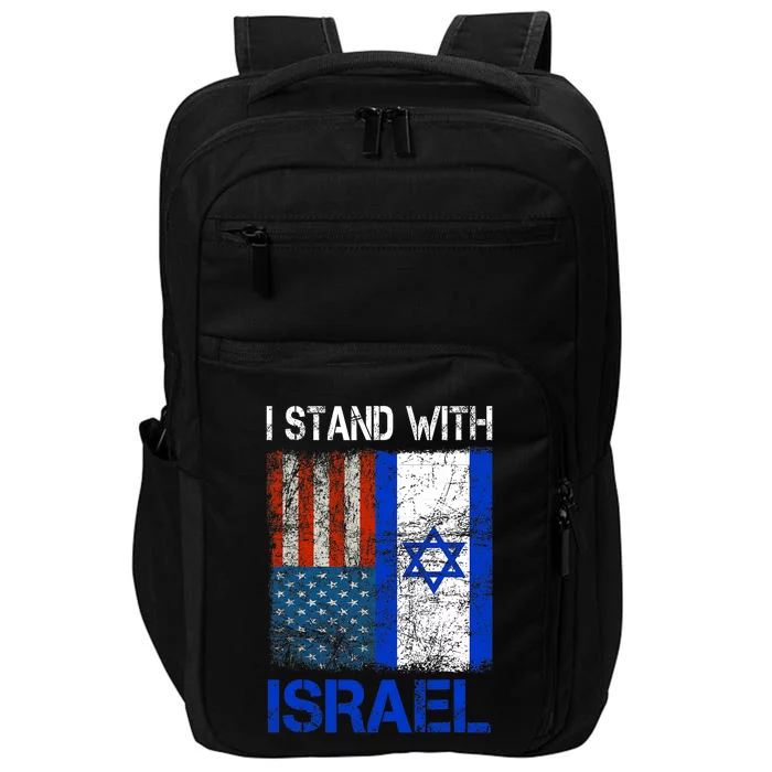 Support Israel I Stand With Israel Usa American Israeli Flag Impact Tech Backpack