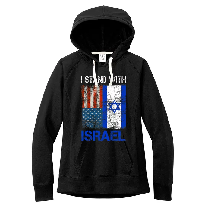 Support Israel I Stand With Israel Usa American Israeli Flag Women's Fleece Hoodie