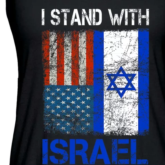 Support Israel I Stand With Israel Usa American Israeli Flag Ladies Essential Flowy Tank