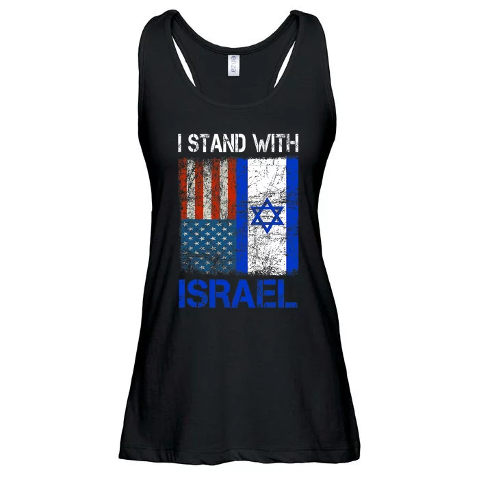 Support Israel I Stand With Israel Usa American Israeli Flag Ladies Essential Flowy Tank