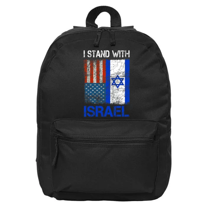 Support Israel I Stand With Israel Usa American Israeli Flag 16 in Basic Backpack