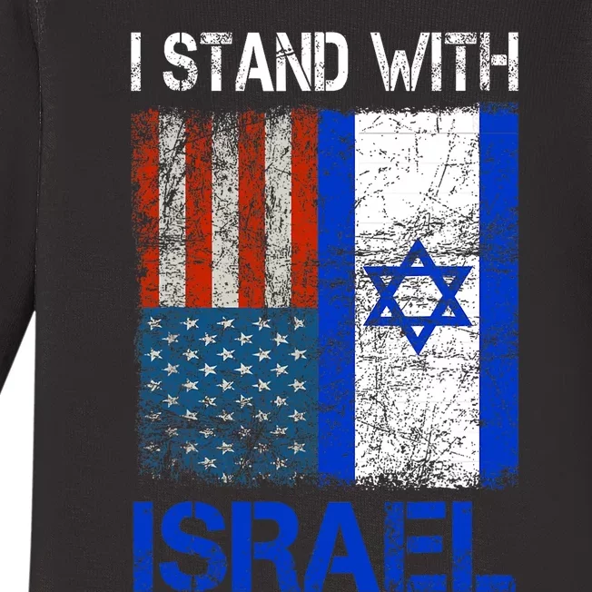 Support Israel I Stand With Israel Usa American Israeli Flag Baby Long Sleeve Bodysuit