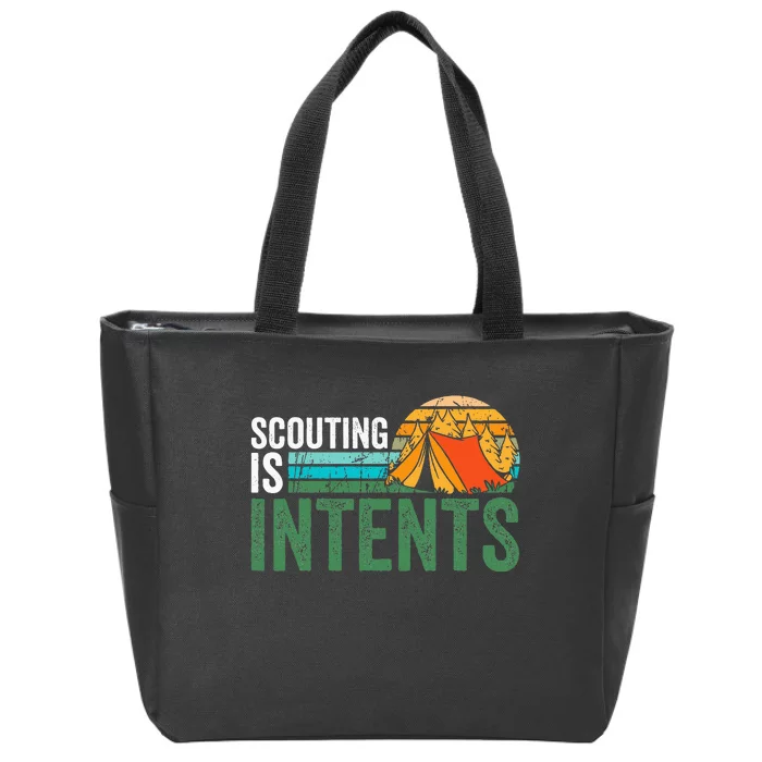 Scouting Is Intents Funny Scout Camping Happy Camper Retro Zip Tote Bag