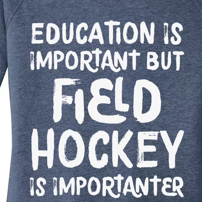 School Is Important But Hockey Is Importanter Retro Women's Perfect Tri Tunic Long Sleeve Shirt